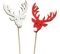 Décoration de Noël Rennes mâle Rouge Blanc 37cm Set de 12 bâtons décoratifs