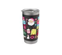 Décoration de Noël rétro colorée avec Père Noël Casse-noisette en sucre d'orge Gobelet isotherme en acier inoxydable double paroi