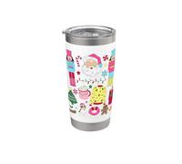Décoration de Noël rétro colorée avec Père Noël Casse-noisette en sucre d'orge Gobelet isotherme en acier inoxydable double paroi