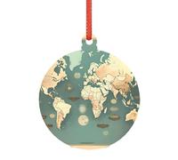 Décoration de Noël rétro en forme de carte du monde - Alternative moderne aux décorations de Noël polyvalentes