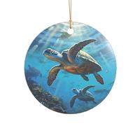 Décoration de Noël romantique en acrylique avec imprimé tortues de mer pour la maison, un anniversaire de mariage