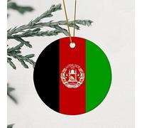 Décoration de Noël ronde - Drapeau de l'Afghanistan - 8,1 cm - Imprimé sur les deux côtés - Cadeau de mariage - Cadeau de mariage - Pour jeunes mariés