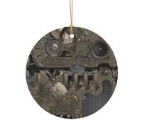 Décoration de Noël ronde en aluminium à suspendre avec engrenages mécaniques Steampunk - 8 cm - Pour sapin de Noël - Décoration d'intérieur et d'extérieur
