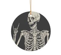 Décoration de Noël ronde en aluminium à suspendre pour sapin de Noël, décoration d'intérieur et d'extérieur Motif tête de mort 8 cm
