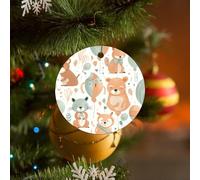 Décoration de Noël ronde en céramique à suspendre - 7,1 cm - Motif animaux et ballons - Avec corde dorée - Pour cheminée, fête de vacances