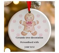 Décoration de Noël ronde en céramique à suspendre en forme de bonhomme en pain d'épices pour bébé 1er Noël, premier Noël en tant que Mr et Mrs - 7 cm