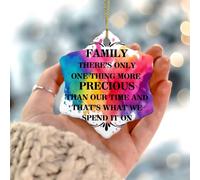 Décoration de Noël ronde en céramique avec inscription « Family There's Only One Thing More Precious »
