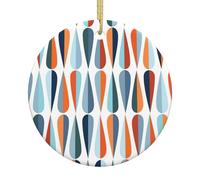 Décoration de Noël ronde en céramique du milieu du siècle avec formes de goutte - Décoration festive à suspendre - Souvenir de vacances personnalisé pour la décoration