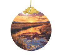 Décoration de Noël ronde en verre à suspendre avec clip en métal et ficelle pour sapin ou décoration d'intérieur (del Apache Refuge)