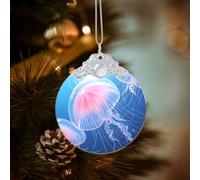 Décoration de Noël ronde en verre à suspendre avec méduse de rêve pour fête, mariage, cheminée en plein air