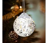 Décoration de Noël ronde en verre à suspendre avec notes de musique pour fête, mariage, cheminée en plein air