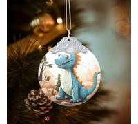 Décoration de Noël ronde en verre à suspendre en forme de dinosaure pour enfants, décoration de sapin de Noël pour fête, mariage, cheminée en plein air