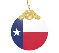 Décoration de Noël ronde en verre imprimé drapeau de l'État du Texas, décoration de vacances étincelante et souvenir pour la maison/magasin