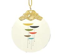 Décoration de Noël ronde en verre imprimé moderne du milieu du siècle, décoration de vacances étincelante et souvenir pour la maison/magasin