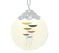 Décoration de Noël ronde en verre imprimé moderne du milieu du siècle, décoration de vacances étincelante et souvenir pour la maison/magasin