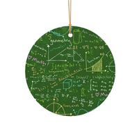 Décoration de Noël ronde imprimée en forme de question mathématique, 8 cm, pendentif de Noël en aluminium à suspendre pour sapin de Noël, décoration d'intérieur et d'extérieur