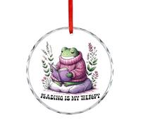 Décoration de Noël, souvenir de lecture est ma thérapie, décorations à suspendre pour sapin de Noël, bibliothécaire, enseignant, souvenir, souvenir commémoratif, 7,5 cm, décorations rondes en verre
