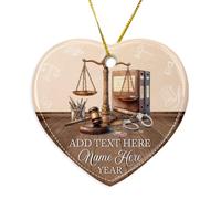 Décoration de Noël souvenir de Noël 2025 en céramique avec texte et nom, avocat, juge, décoration de Noël personnalisée en céramique, motif écailles de justice