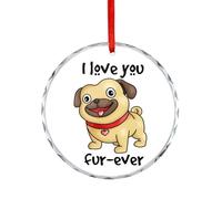 Décoration de Noël, souvenir de Noël « I Love You Forever » à suspendre pour sapin de Noël, jeu de mots amusants, jeux de mots animaux, souvenir commémoratif, 7,5 cm, ornements ronds en verre, cadeaux