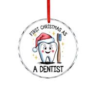Décoration de Noël, souvenir de premier Noël en tant que dentiste, décoration à suspendre au sapin de Noël, souvenir commémoratif amusant, 7,5 cm, ornements ronds en verre, cadeaux de Noël pour