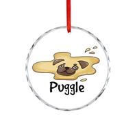 Décoration de Noël, souvenir de puggle pour sapin de Noël, décorations à suspendre pour arbre de Noël, jeux de mots amusants, jeux de mots animaux, souvenirs commémoratifs, 7,6 cm, décorations rondes