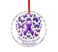 Décoration de Noël, souvenir de sensibilisation à la maladie d'Alzheimer, décorations à suspendre pour sapin de Noël, souvenir commémoratif, 7,5 cm, décorations rondes en verre, cadeaux de Noël pour