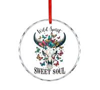 Décoration de Noël, souvenir d'esprit sauvage Sweet Soul pour sapin de Noël, décorations à suspendre drôles, bohème, crâne, papillon, souvenir, souvenir commémoratif, 7,5 cm, ornements ronds en verre