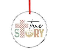 Décoration de Noël, souvenir d'histoire vraie, décorations à suspendre pour sapin de Noël, souvenir religieux commémoratif, 7,5 cm, ornements ronds en verre, cadeaux de Noël