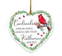 Décoration de Noël souvenir personnalisée 2025, ornement commémoratif de Noël, cadeau souvenir de Noël, cardinaux personnalisés apparaissant lorsque les anges sont proches de Noël, souvenir avec nom