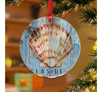 Décoration de Noël sur le thème de la plage nautique, coquillages sous-marins, œuvres d'art drôles d'animaux marins, disques en acrylique transparent, image sur le thème tropical, décoration d'arbre