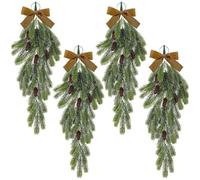 Décoration de Noël,Swag de Noël, Pommes de pin en Forme de Larme Swag, Guirlande de Couronne de Butin de noël Guirlande Artificielle avec nœud Papillon pour décor de Vacances d'hiver