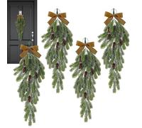 Décoration de Noël,Swag de Noël - Pommes de pin en Forme de Larme Swag | Guirlande de Couronne de Butin de noël Guirlande Artificielle avec nœud Papillon pour décor de Vacances d'hiver