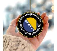 Décoration de Noël « The Greatest Place on Earth Bosnie-Herzégovine » - Drapeaux de l'Afrique - Décoration ronde en céramique pour sapin de Noël - Décoration de ferme - Carte du monde - Drapeau de