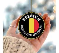 Décoration de Noël « The Greatest Place on Earth » - Drapeau national - Cadeaux nautiques ronds - Décoration de sapin de Noël en céramique - Drapeau du monde mondial rustique - Boule de Noël pour