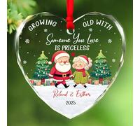 Décoration de Noël Together Forever pour femme, mari, noms personnalisés qui vieillissent avec quelqu'un que vous aimez est inestimable, ornements de Noël en verre personnalisés 2025