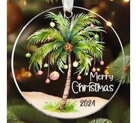 Décoration de Noël Tropicale à Suspendre en Forme de Palmier - Ornements de Noël tropicaux 2024 - Décoration de Plage Tropicale côtière - Ornement de Palmier en Acrylique
