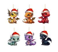 Décoration de Noël, œuf de bébé dragon en acrylique à suspendre pour sapin de Noël et décoration d'intérieur créant une atmosphère festive magique (Muti-6 pièces 1)