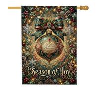 Décoration de Noël victorienne avec citation en anglais 71,1 x 101,6 cm | Style victorien vintage, drapeau de pelouse, ornements de houx et de pommes de pin, typographie élégante des vacances