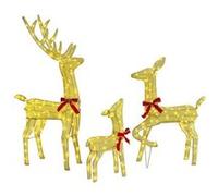 Vidaxl Famille De Rennes 3 Pcs Blanc Chaud 68 X 26 X 127 Cm Tissu