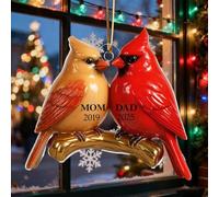 Décoration de Noël vintage nostalgique Cardin-al en acrylique personnalisé pour papa, maman, décorations de Noël 2025, ornements commémoratifs pour la perte d'un être cher, ornement de condoléances de