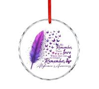 Décoration de Noël « We Remember Their Love » à suspendre pour sapin de Noël, souvenir commémoratif amusant, 7,5 cm, décorations rondes en verre, cadeaux de Noël pour la sensibilisation à la maladie