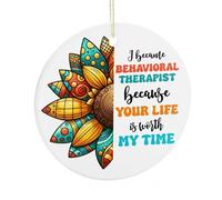 Décoration de Noël, « Your Life Is Worth My Time » à suspendre pour sapin de Noël, souvenir commémoratif amusant, 7,5 cm, décorations en céramique, cadeaux de Noël pour technicien du comportement