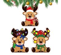 Décoration De noëls en Forme De Renne - Décorations De Plateau De noëls À Plusieurs Niveaux en Forme De Cerf 2D - 3 Pièces Centre De Table Rustique - pour Intérieur, Fête De Vacances, Étagère