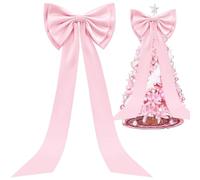 Décoration de nœud géant, 18, 5 x 74, 8 cm, Grand nœud pour décoration de Sommet d'arbre Noël, Ruban Toile Fond Mural pour Mariage, Noël, fête d'anniversaire, Style 1.
