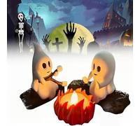 Décoration de nuit d'Halloween - Veilleuse vacillante - Feu de camp fantôme - Réunion de feu de camp - 3D - Guimauves - Pour rôtir des guimauves au feu de camp, meubles (3 pièces)
