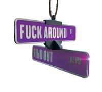 Décoration De Panneau De Rue « Fuck Around and Find Out », Panneau D'avertissement Rotatif Imprimé en 3D, Ornement De Rétroviseur De Voiture Amusant, Décorations Amusantes(Purple)