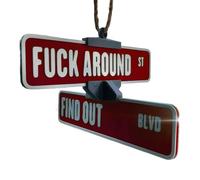 Décoration De Panneau De Rue « Fuck Around and Find Out », Panneau D'avertissement Rotatif Imprimé en 3D, Ornement De Rétroviseur De Voiture Amusant, Décorations Amusantes(Red)