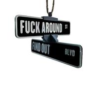 Décoration De Panneau De Rue « Fuck Around and Find Out », Panneau D'avertissement Rotatif Imprimé en 3D, Ornement De Rétroviseur De Voiture Amusant, Décorations Amusantes(Black)