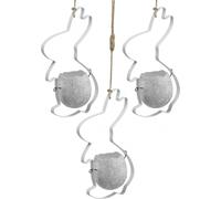 Décoration de Pâques à suspendre - Décoration de lapin avec œuf, pot à plantes, œuf de Pâques, blanc, lot de 3