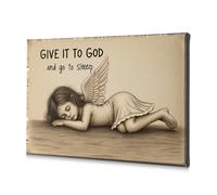 Décoration de Pâques chrétienne Give It To God And Go To Sleep : A Serene Angel's Berceuse sur toile Décoration murale de salle de bain (30 x 40 cm)